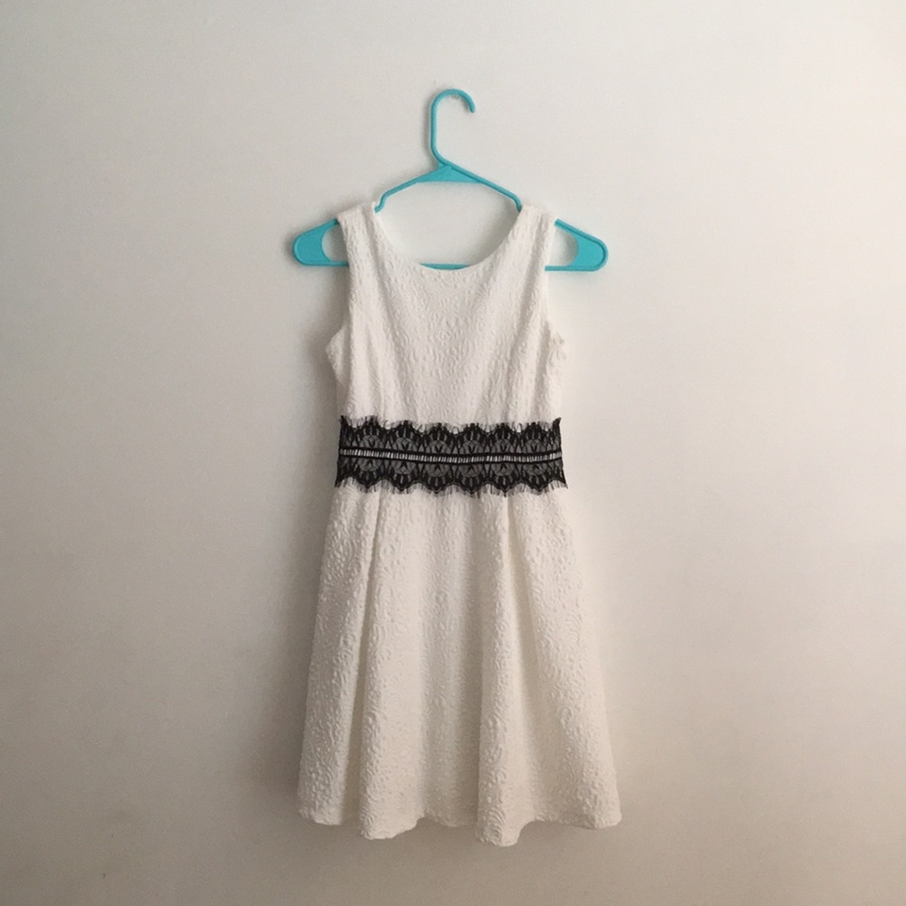 short white dress with black lace